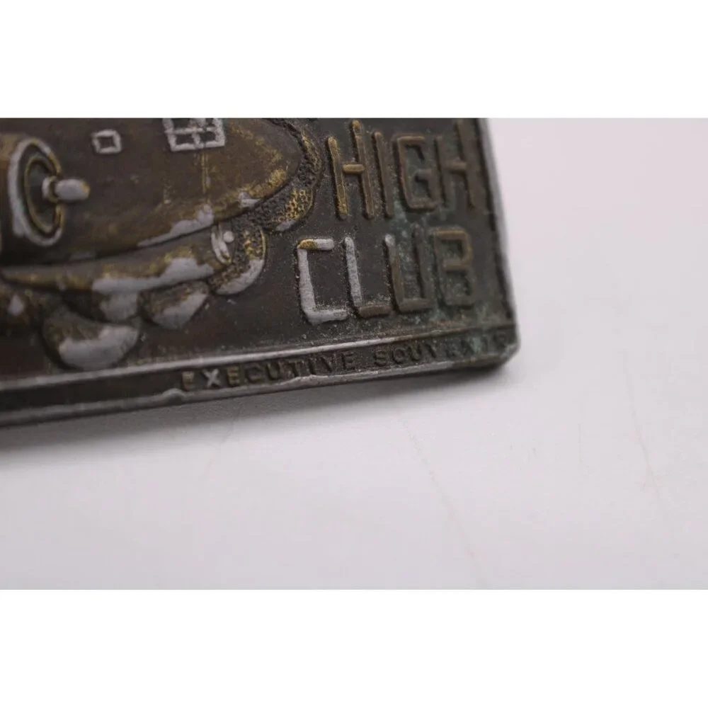Vintage Brass One Mile High Club Belt Buckle 1st Class Private Edt Made in USA